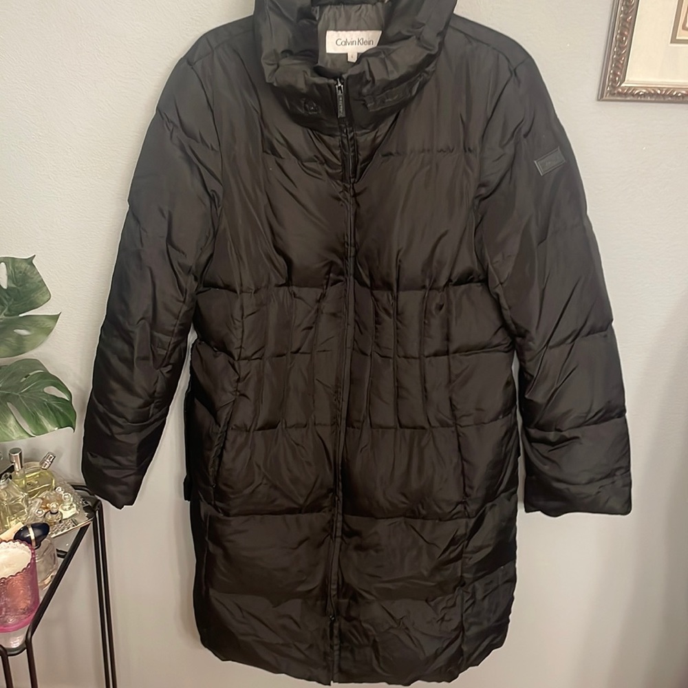 Calvin Klein Black Long Line Down Filled Puffer Jacket Women’s Large